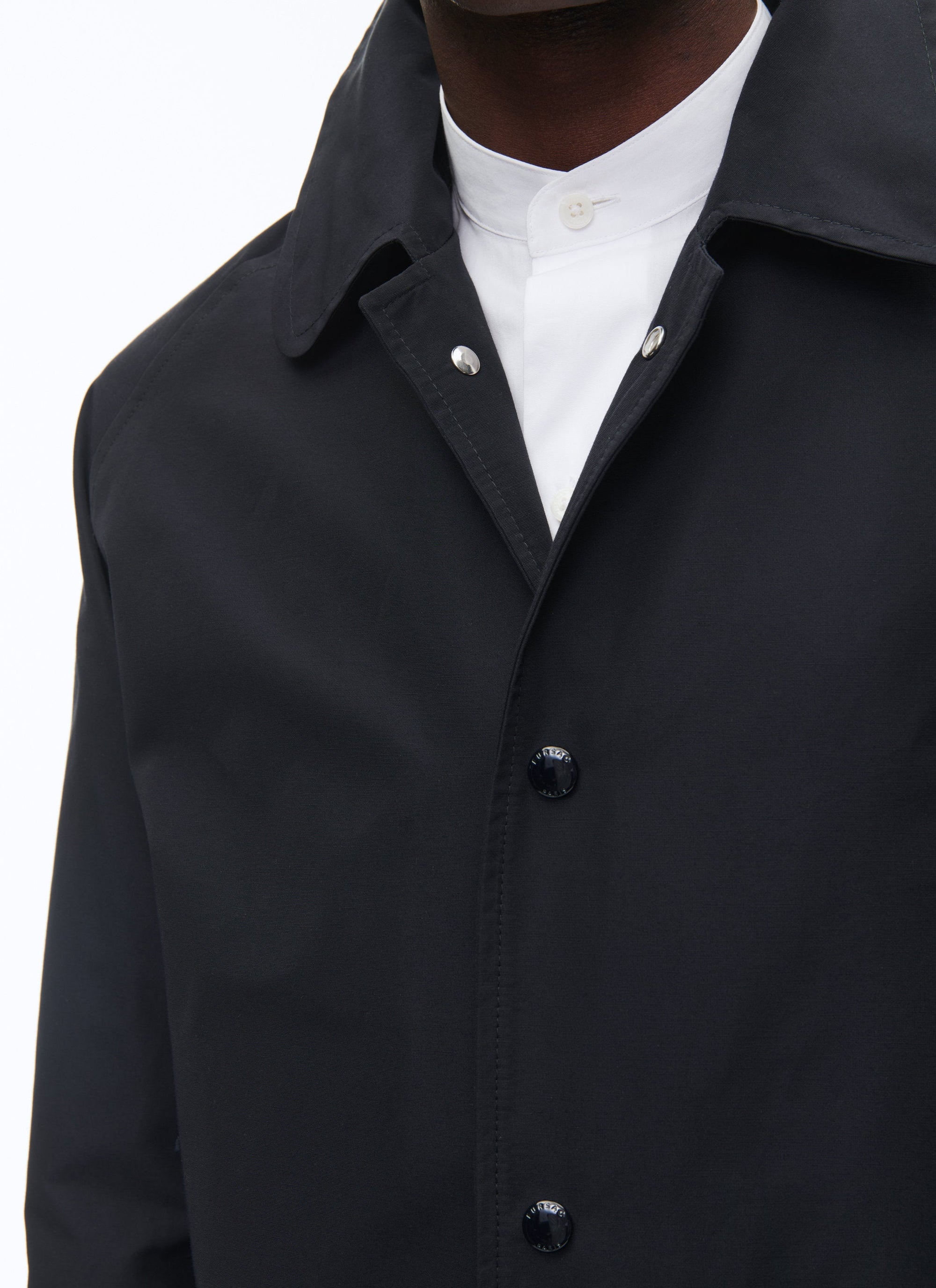 Water-repellent coat with button fastening - Navy