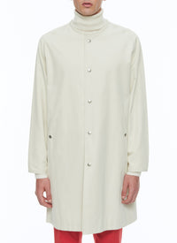 Manteau sans col boutonné - Écru