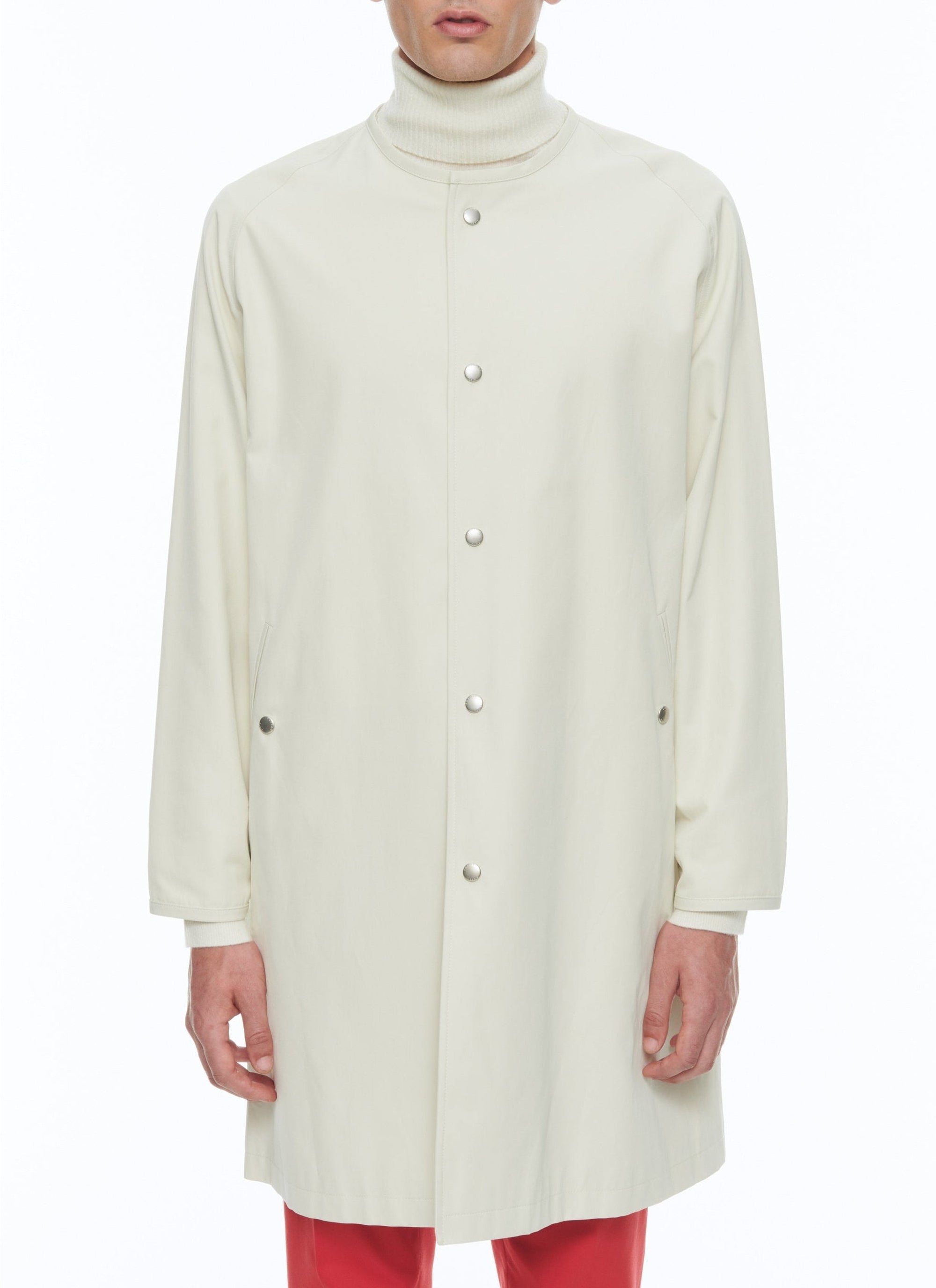 Manteau sans col boutonné - Écru