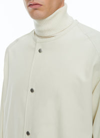 Manteau sans col boutonné - Écru