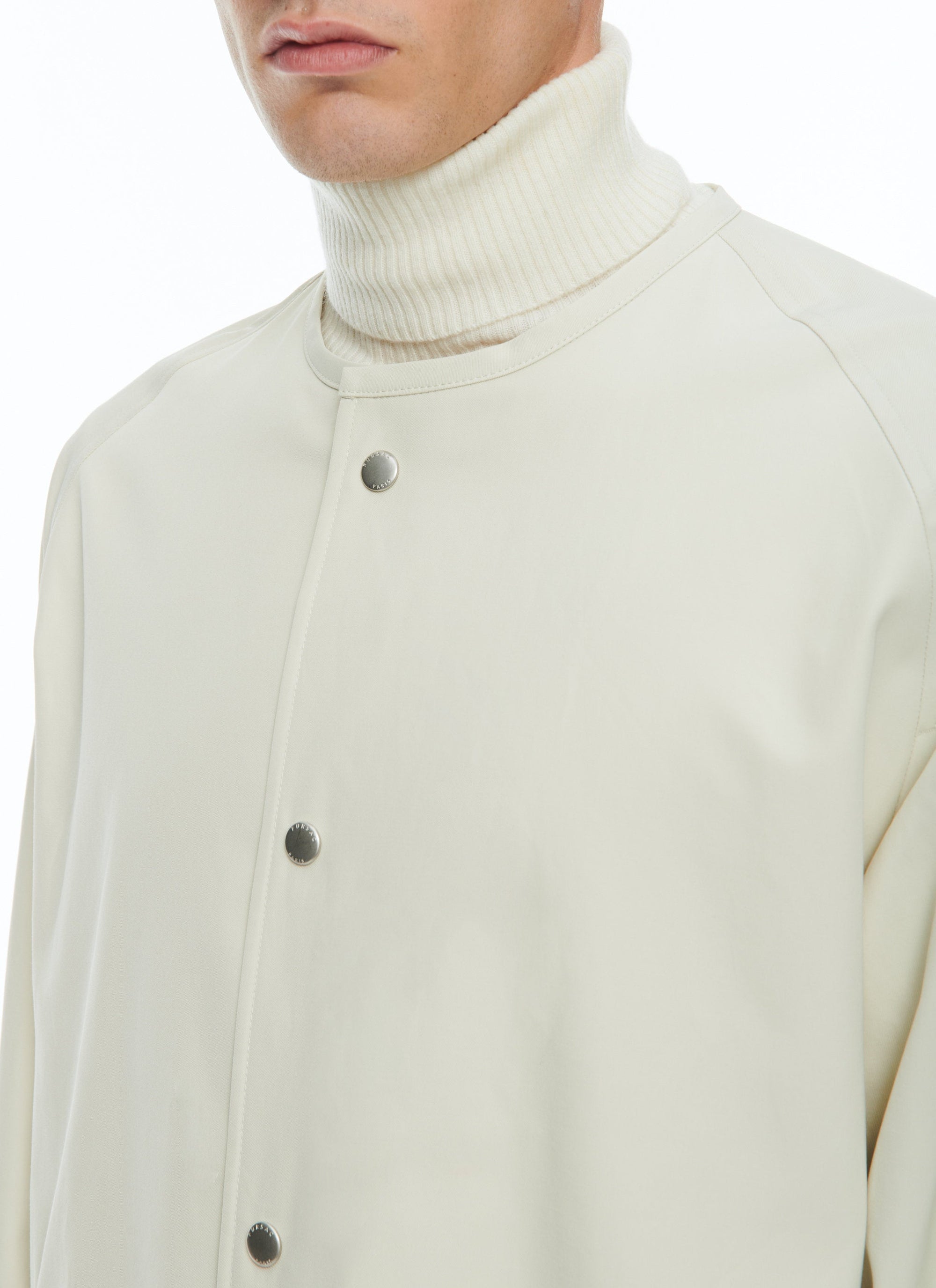 Manteau sans col boutonné - Écru