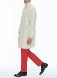 Manteau sans col boutonné - Écru