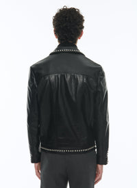 Cowhide leather studded jacket - Black