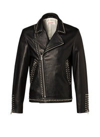 Cowhide leather studded jacket - Black