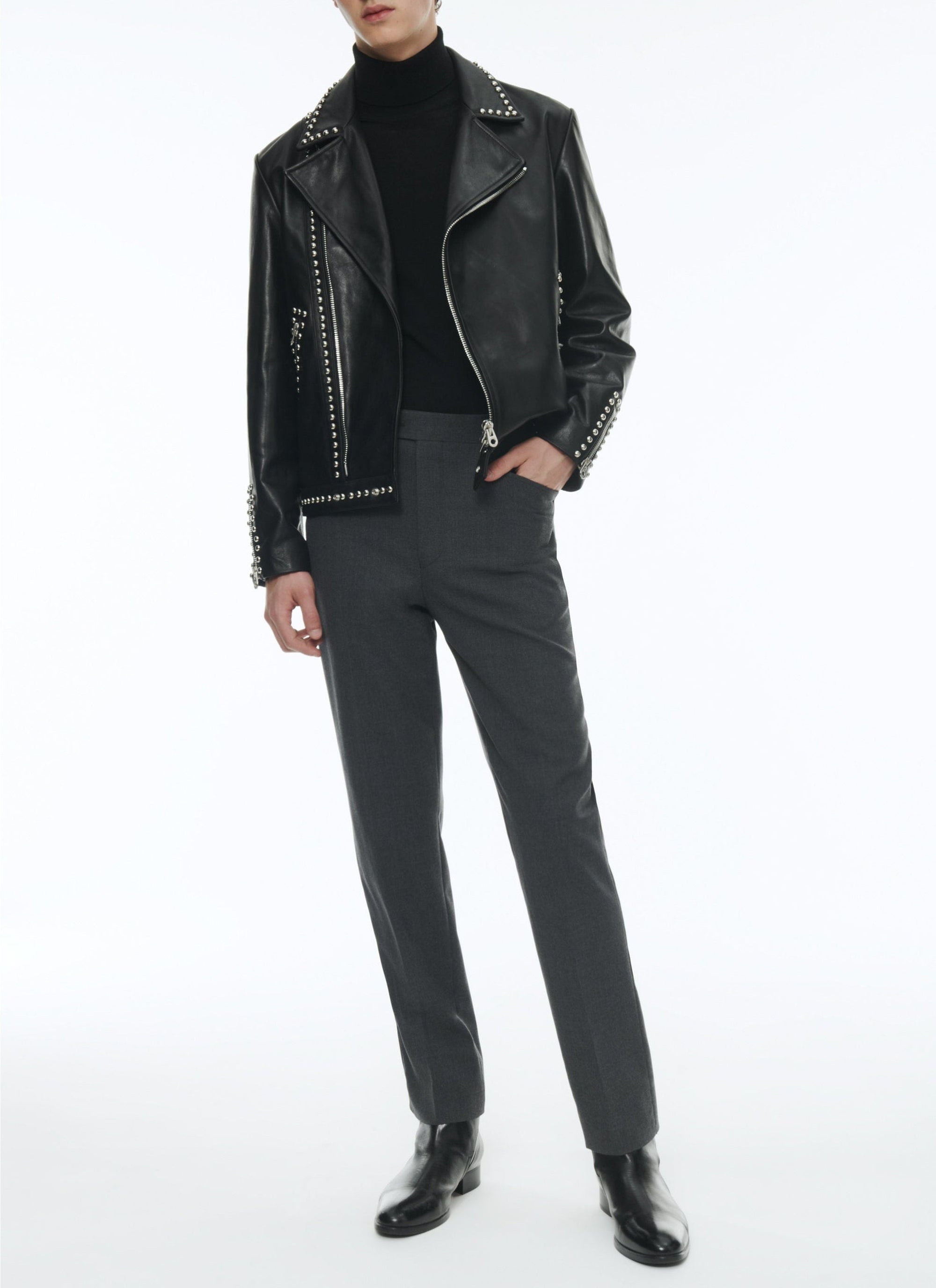 Leather studded jacket - Black