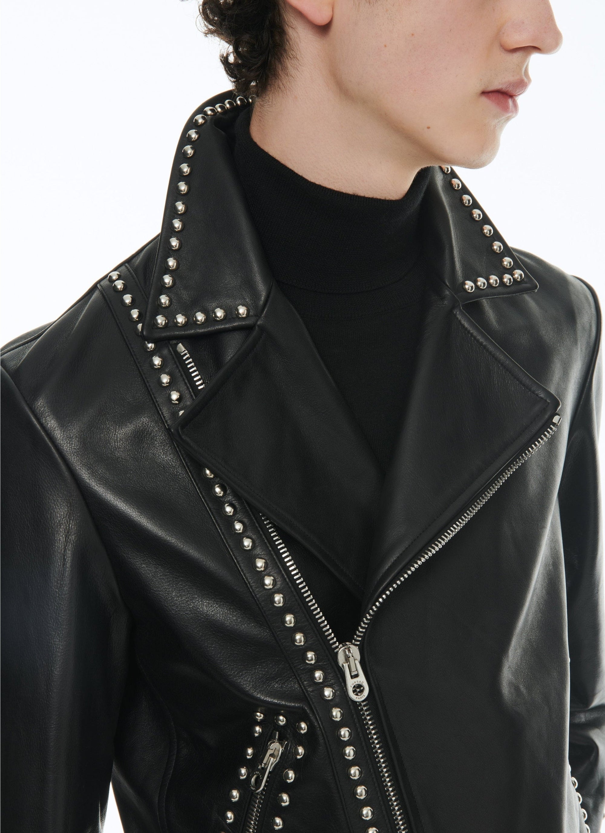 Leather studded jacket - Black