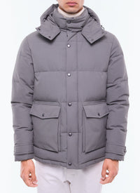 Doudoune à capuche en toile déperlante - Acier