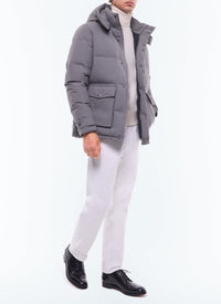 Doudoune à capuche en toile déperlante - Acier