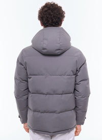 Doudoune à capuche en toile déperlante - Acier