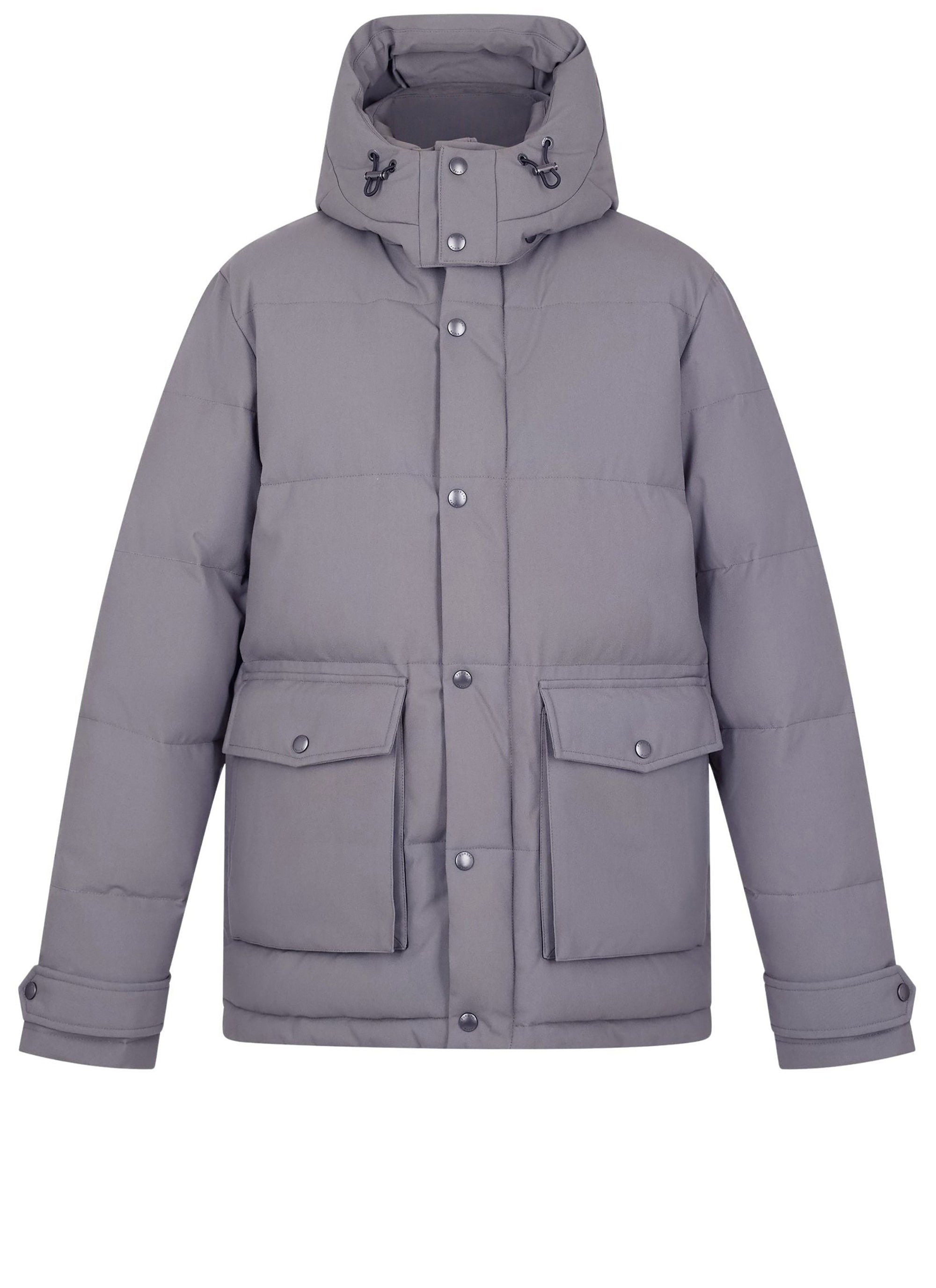Doudoune à capuche en toile déperlante - Acier