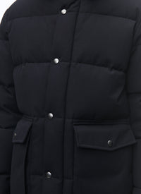 Doudoune à capuche en toile déperlante - Bleu Marine