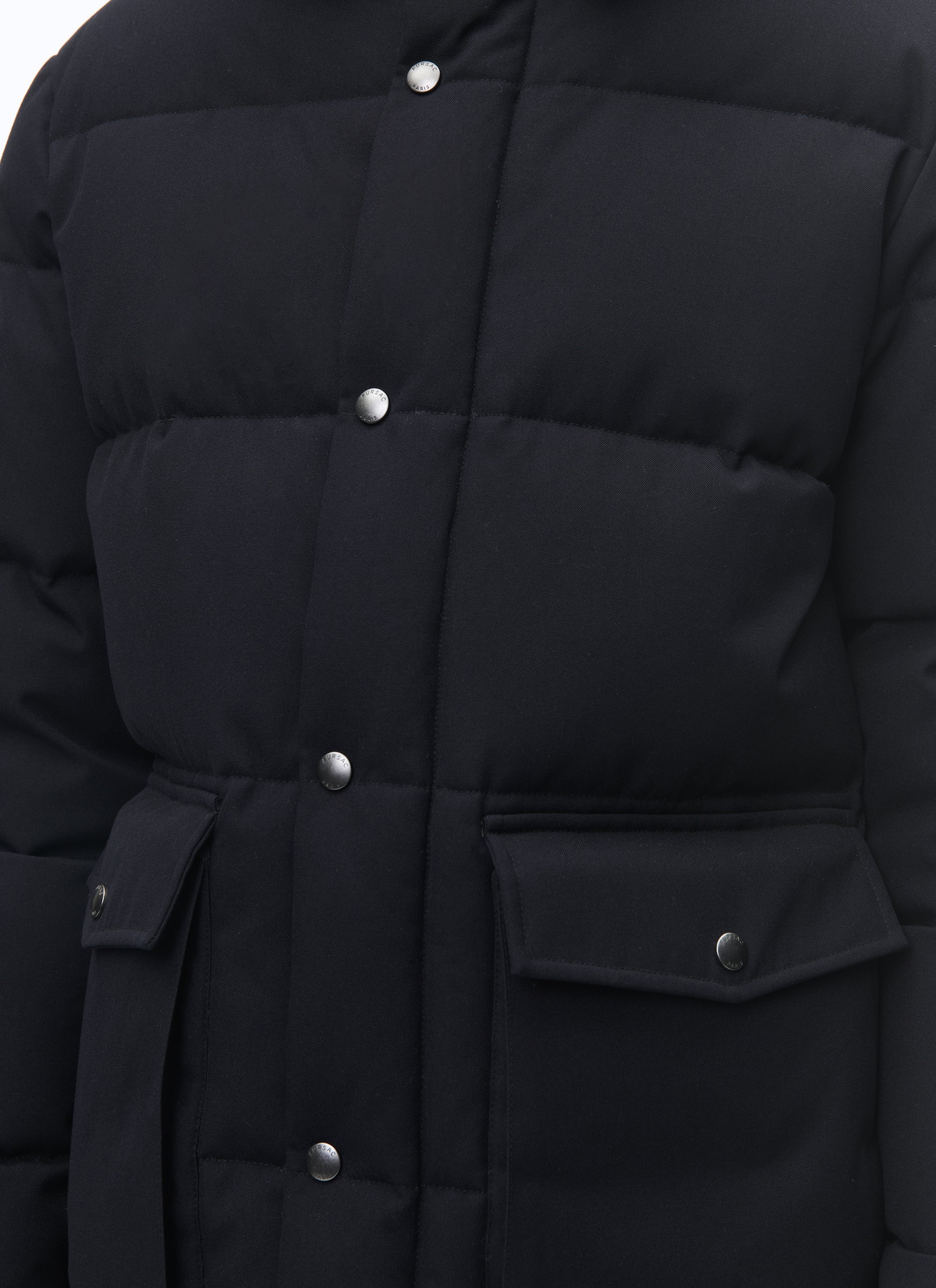 Doudoune à capuche en toile déperlante - Bleu Marine