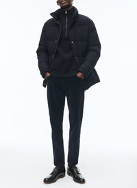 Doudoune à capuche en toile déperlante - Bleu Marine