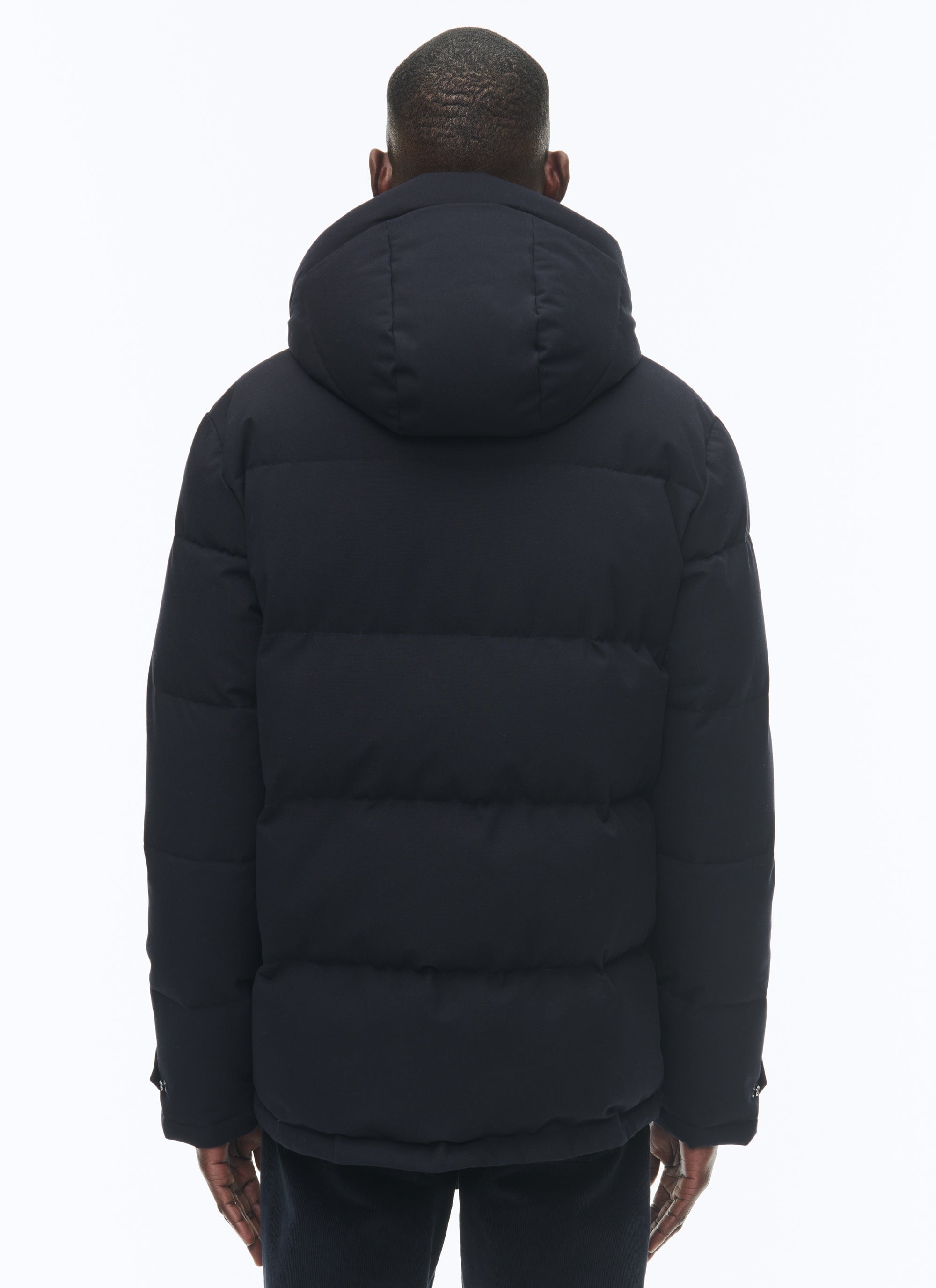 Doudoune à capuche en toile déperlante - Bleu Marine