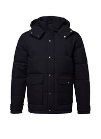 Doudoune à capuche en toile déperlante - Bleu Marine