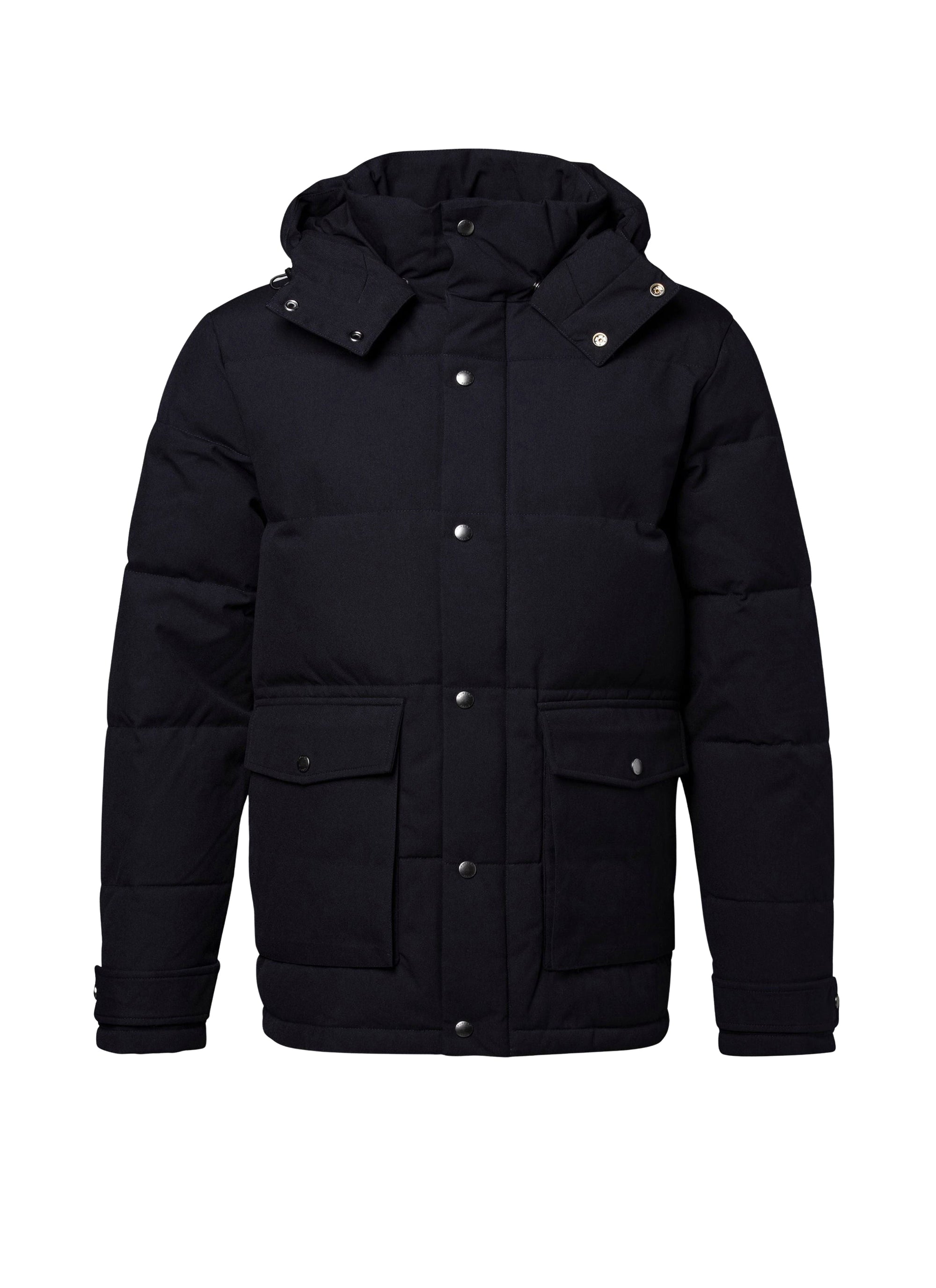 Doudoune à capuche en toile déperlante - Bleu Marine