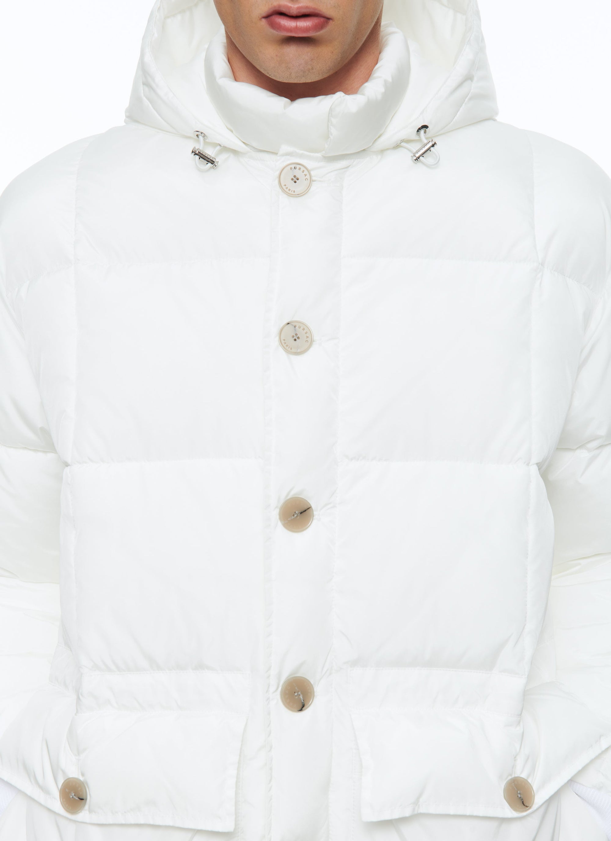 Doudoune à capuche en toile déperlante - Blanc