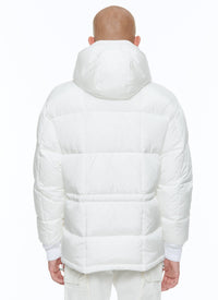 Doudoune à capuche en toile déperlante - Blanc