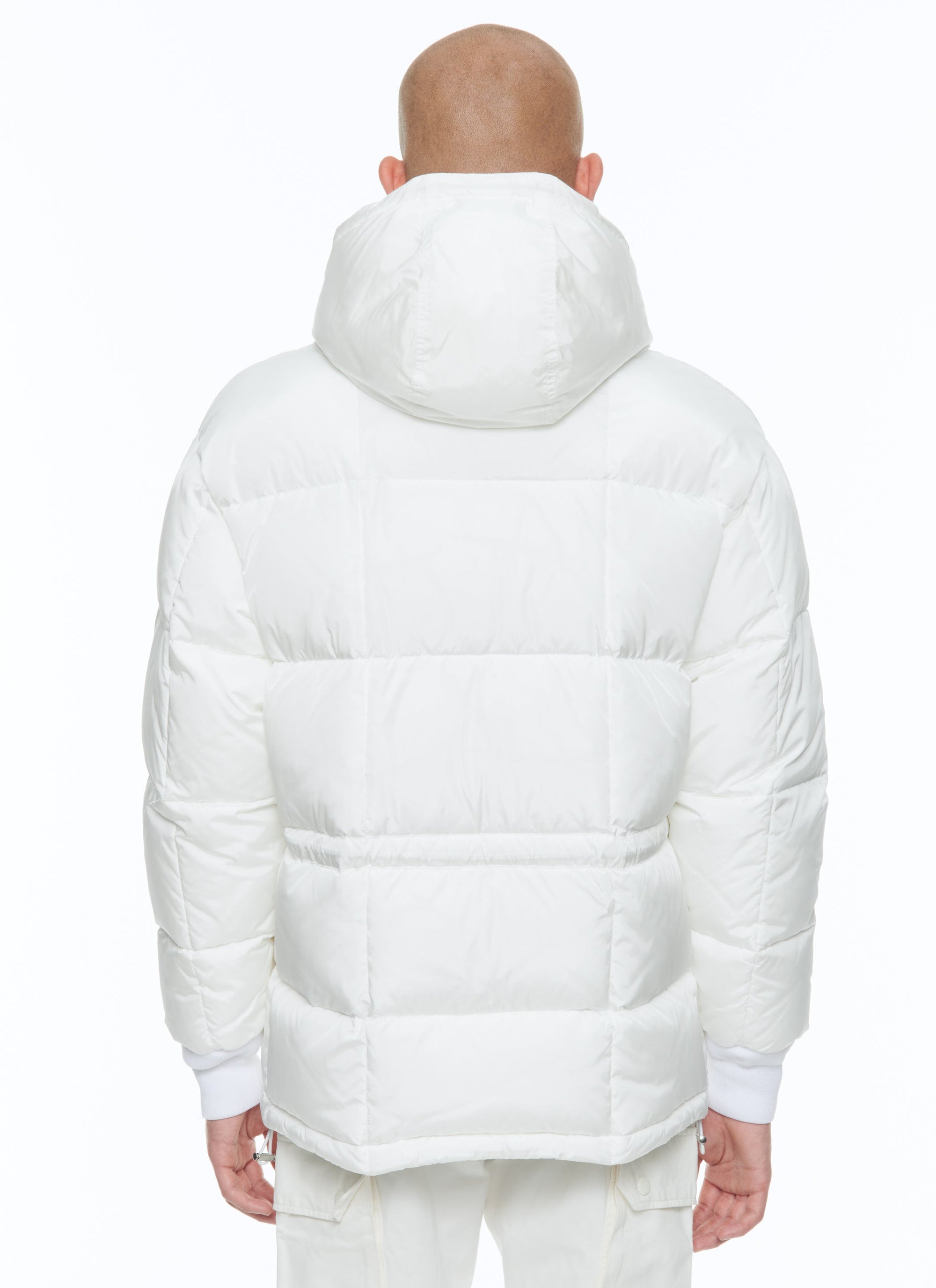 Doudoune à capuche en toile déperlante - Blanc