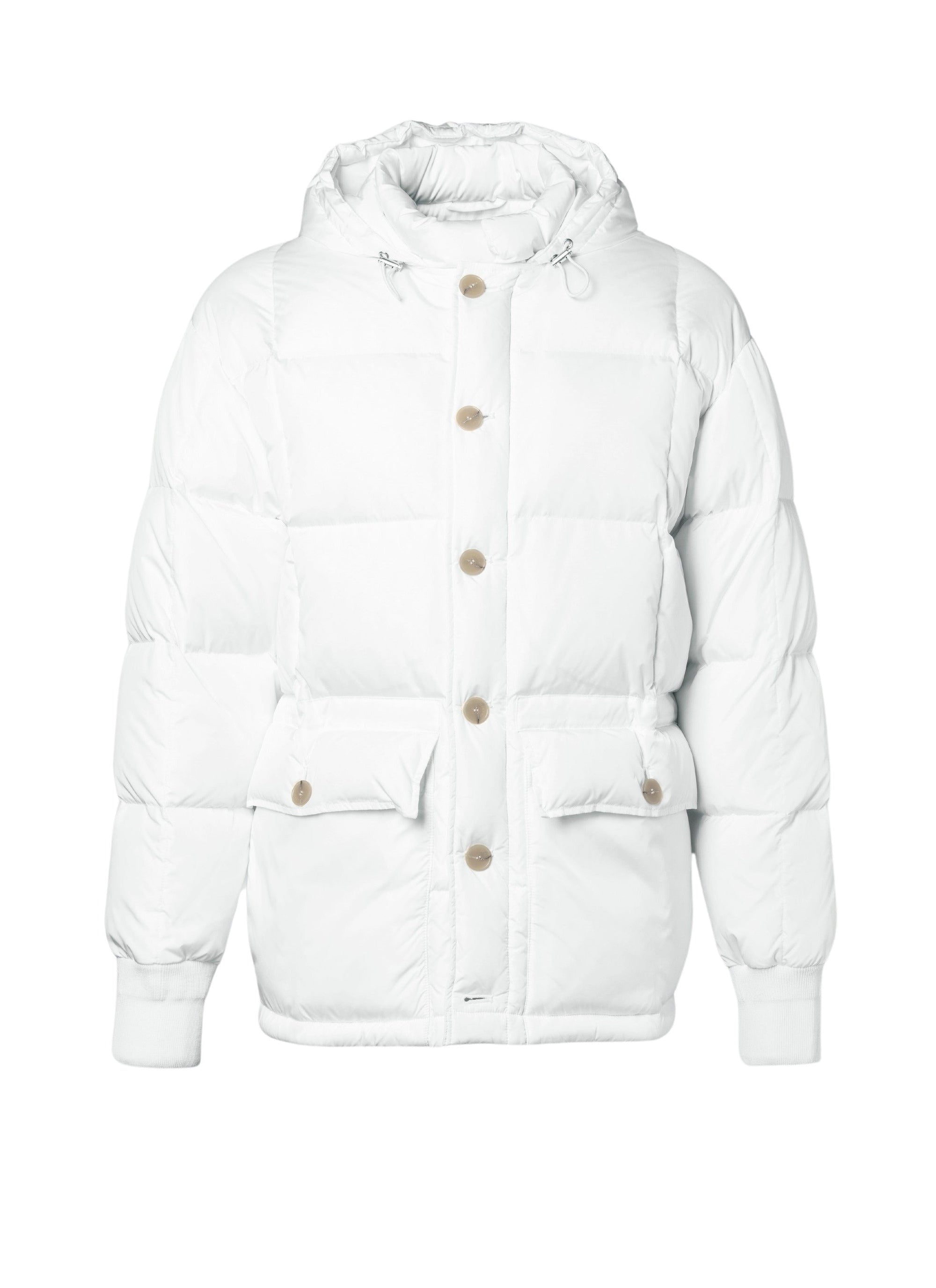 Doudoune à capuche en toile déperlante - Blanc