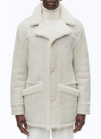 Manteau en peau lainée retournée - Écru