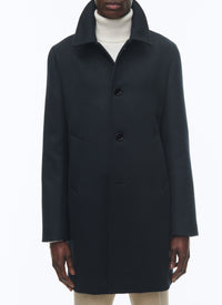 Wool-blend wool coat with a stand-up collar - Carbon