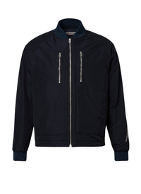Quilted jacket in Ottoman fabric - Navy blue