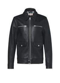 Blouson à fermeture éclair en cuir - Noir