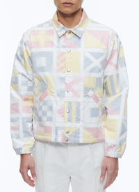 Flag print jacket in technical canvas - Ecru