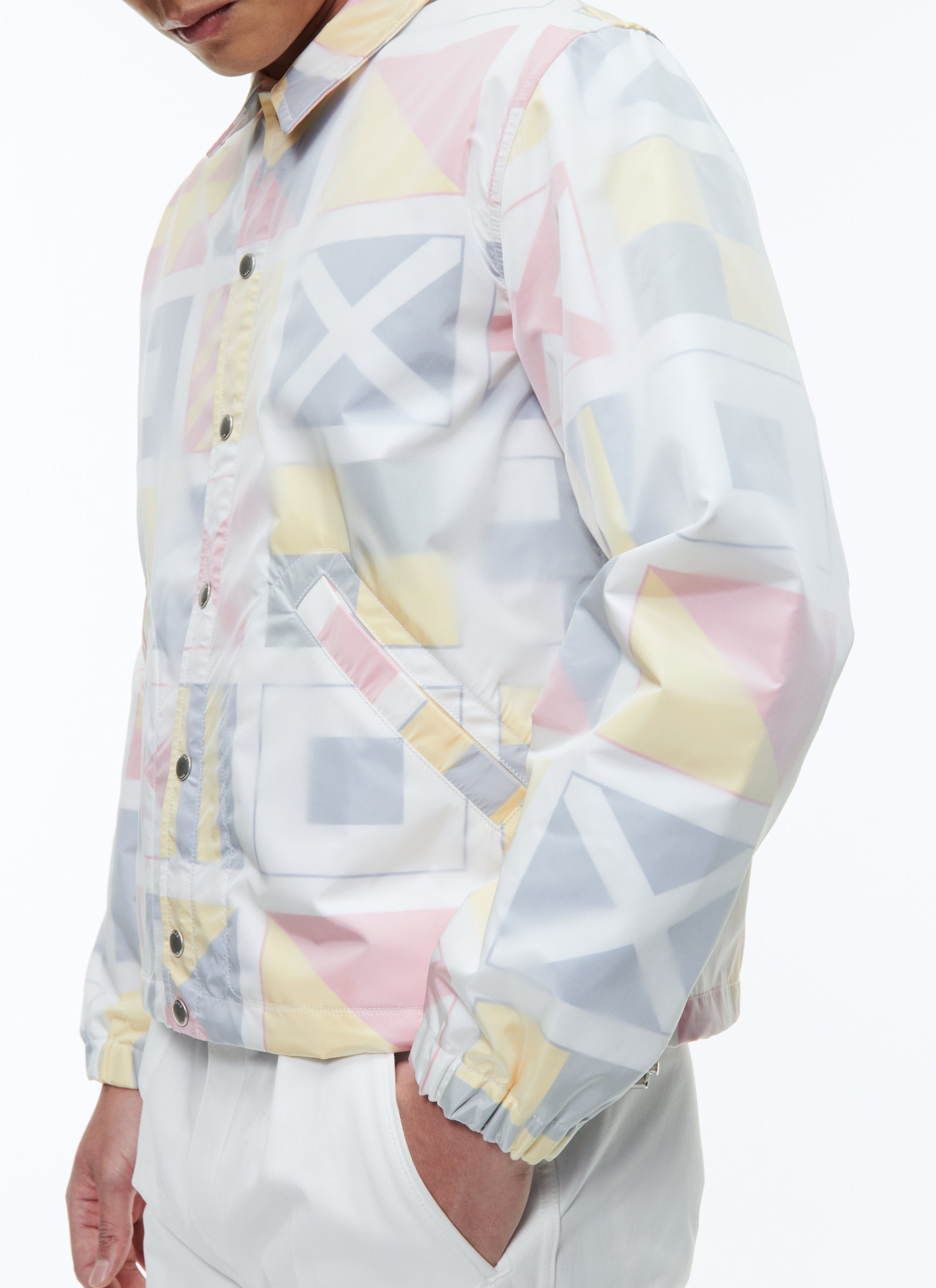 Flag print jacket in technical canvas - Ecru