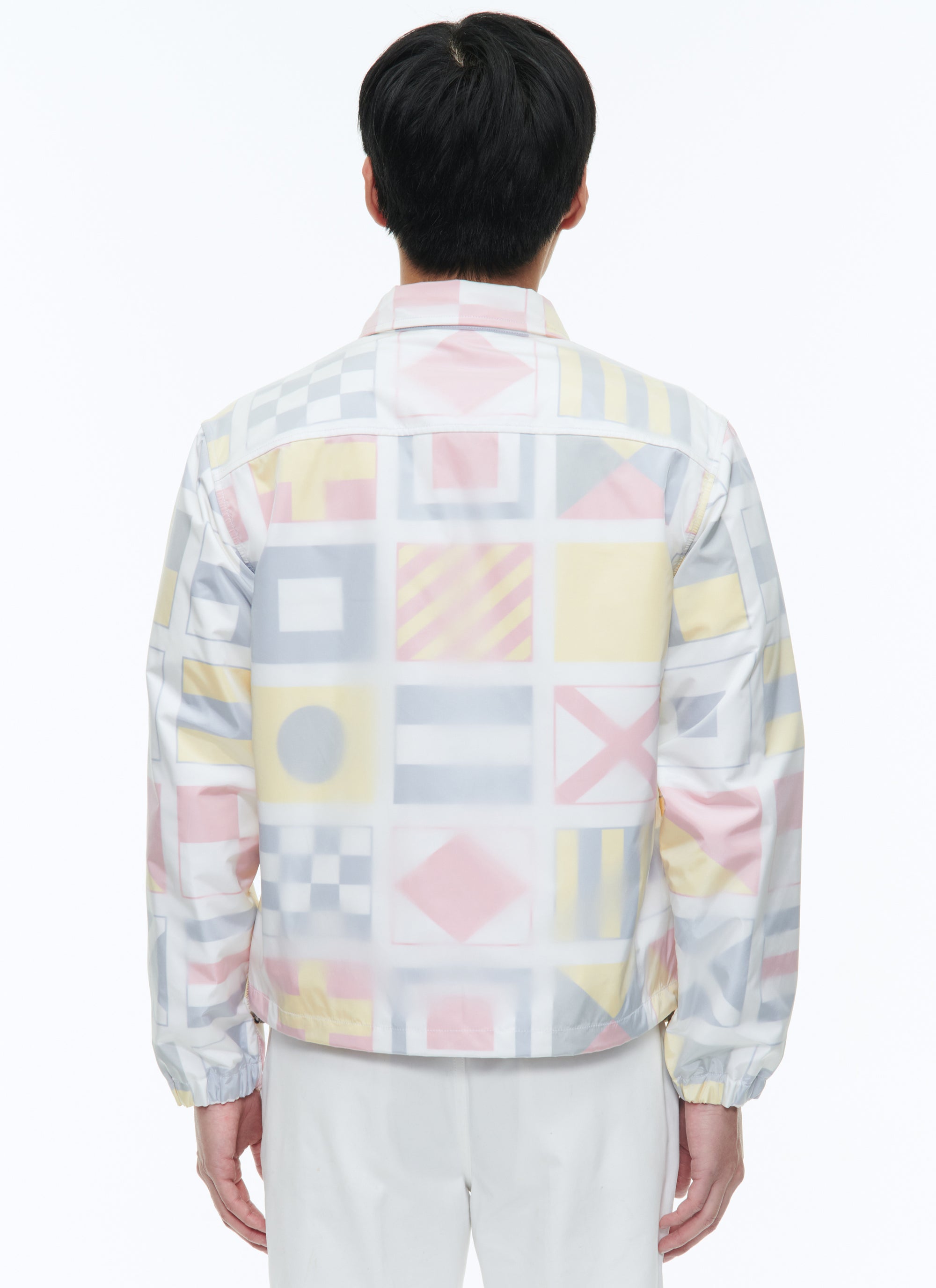 Flag print jacket in technical canvas - Ecru