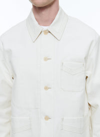 Blouson à surpiqûres contrastées - Écru