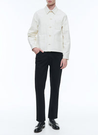 Blouson à surpiqûres contrastées - Écru