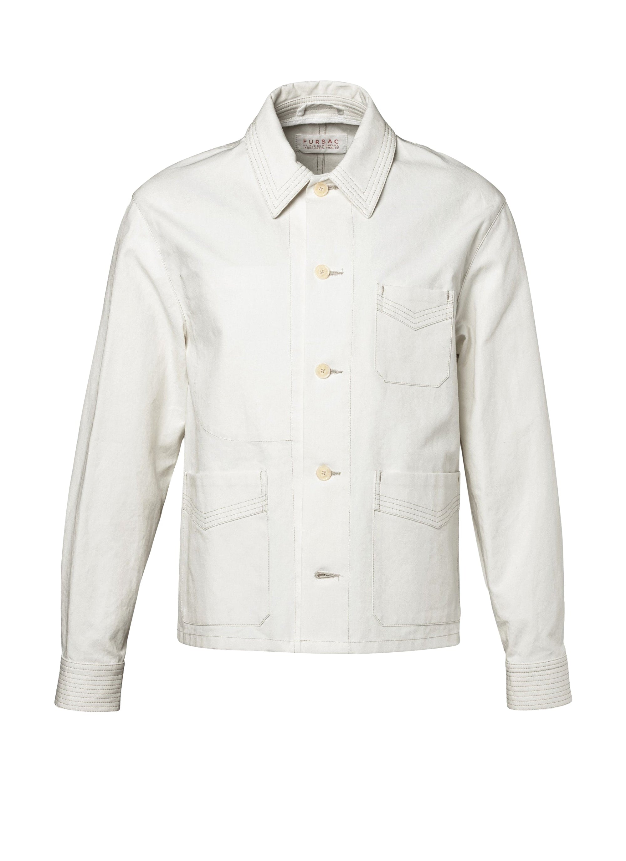 Blouson à surpiqûres contrastées - Écru