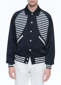 Striped button-down jacket - Navy