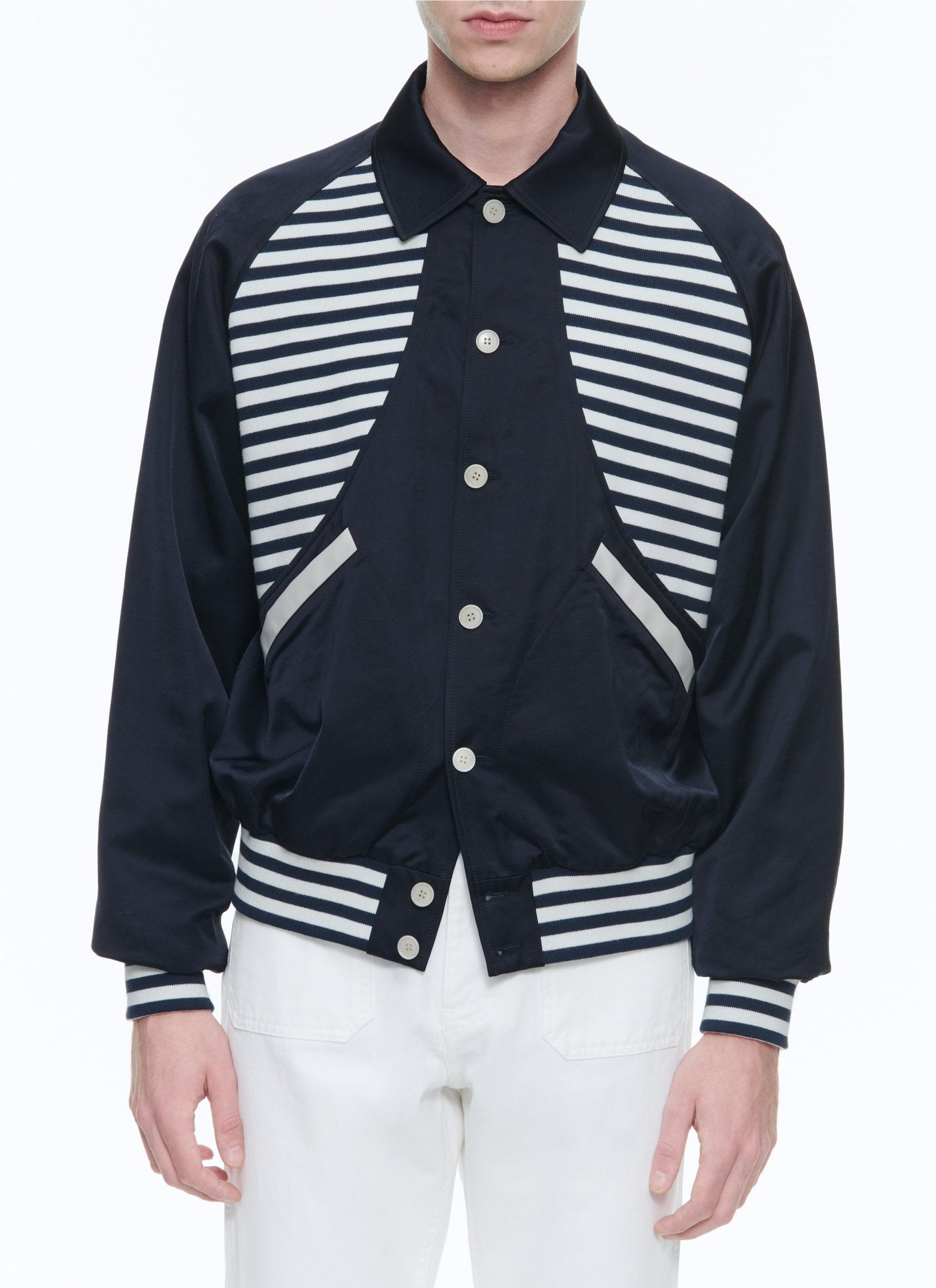 Striped button-down jacket - Navy