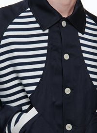 Striped button-down jacket - Navy