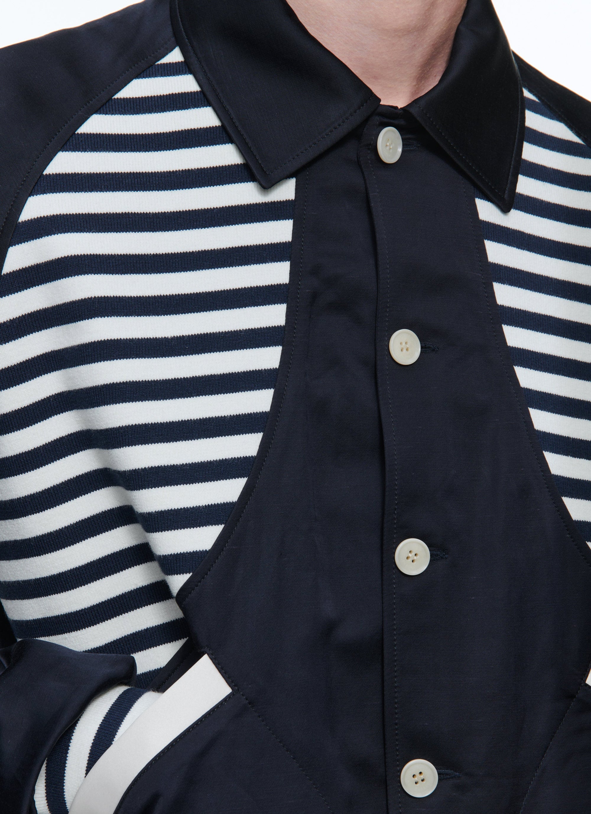 Striped button-down jacket - Navy