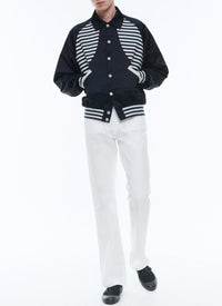 Striped button-down jacket - Navy