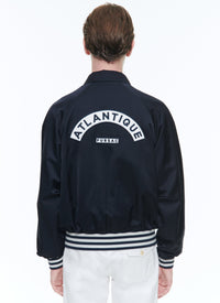 Striped button-down jacket - Navy