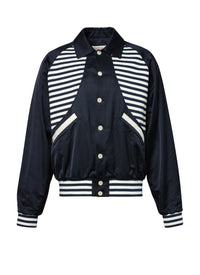 Striped button-down jacket - Navy