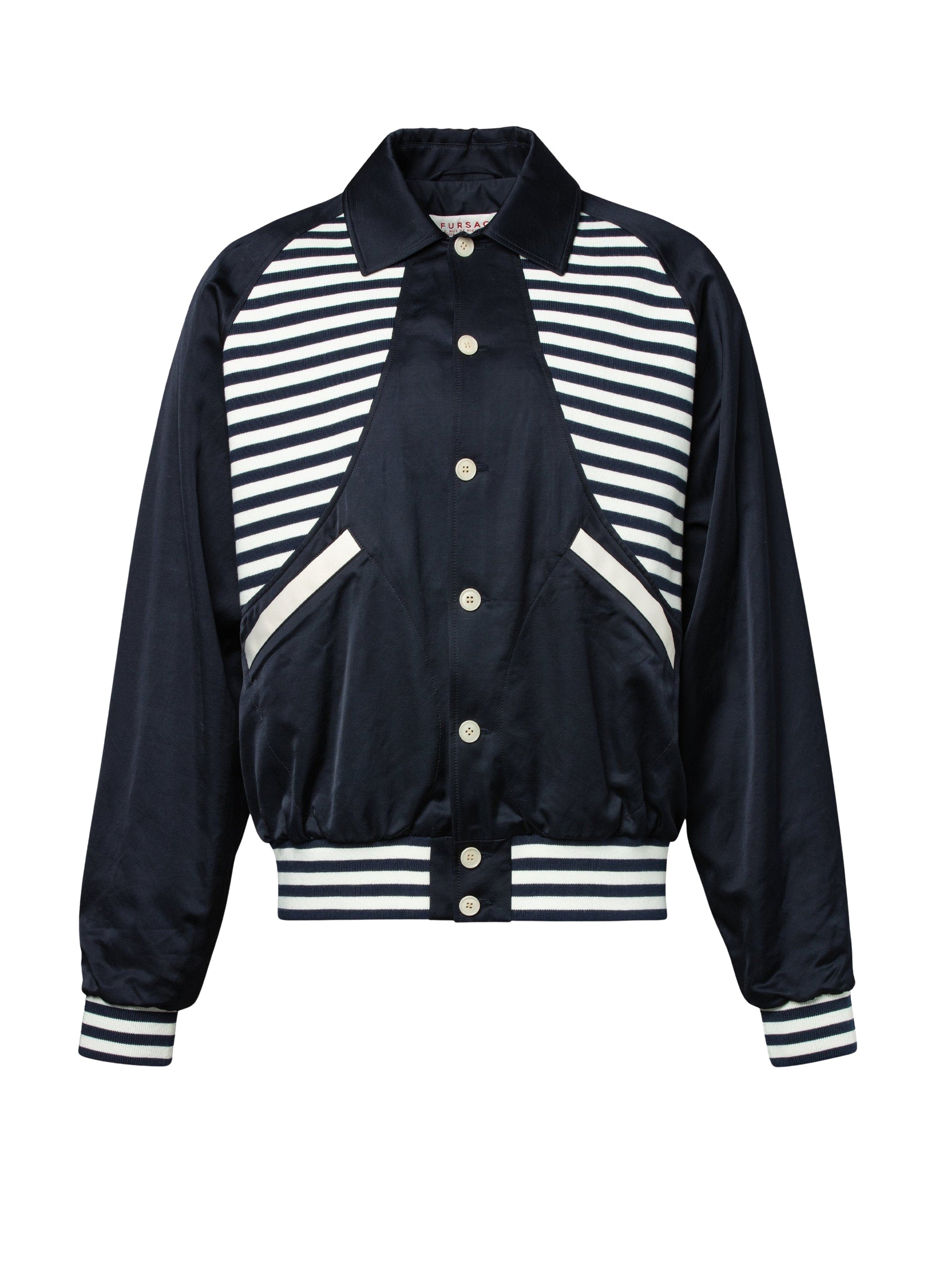 Striped button-down jacket - Navy