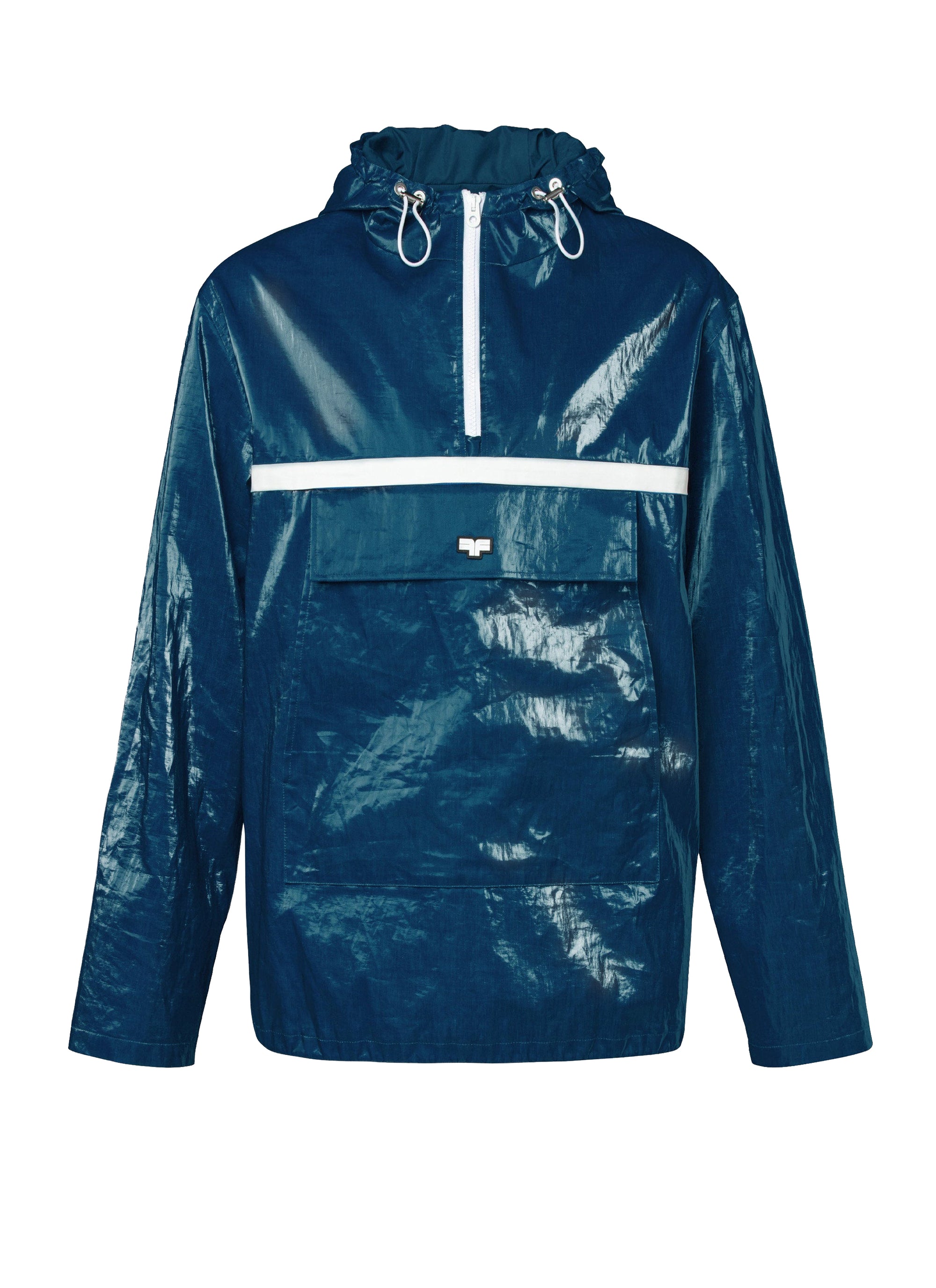 Veste à col montant imperméable en lin - Pétrole