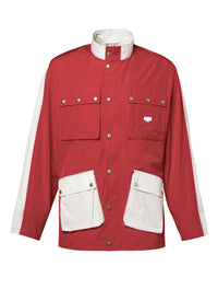 Multi-pocket parka with stand-up collar - Bright red