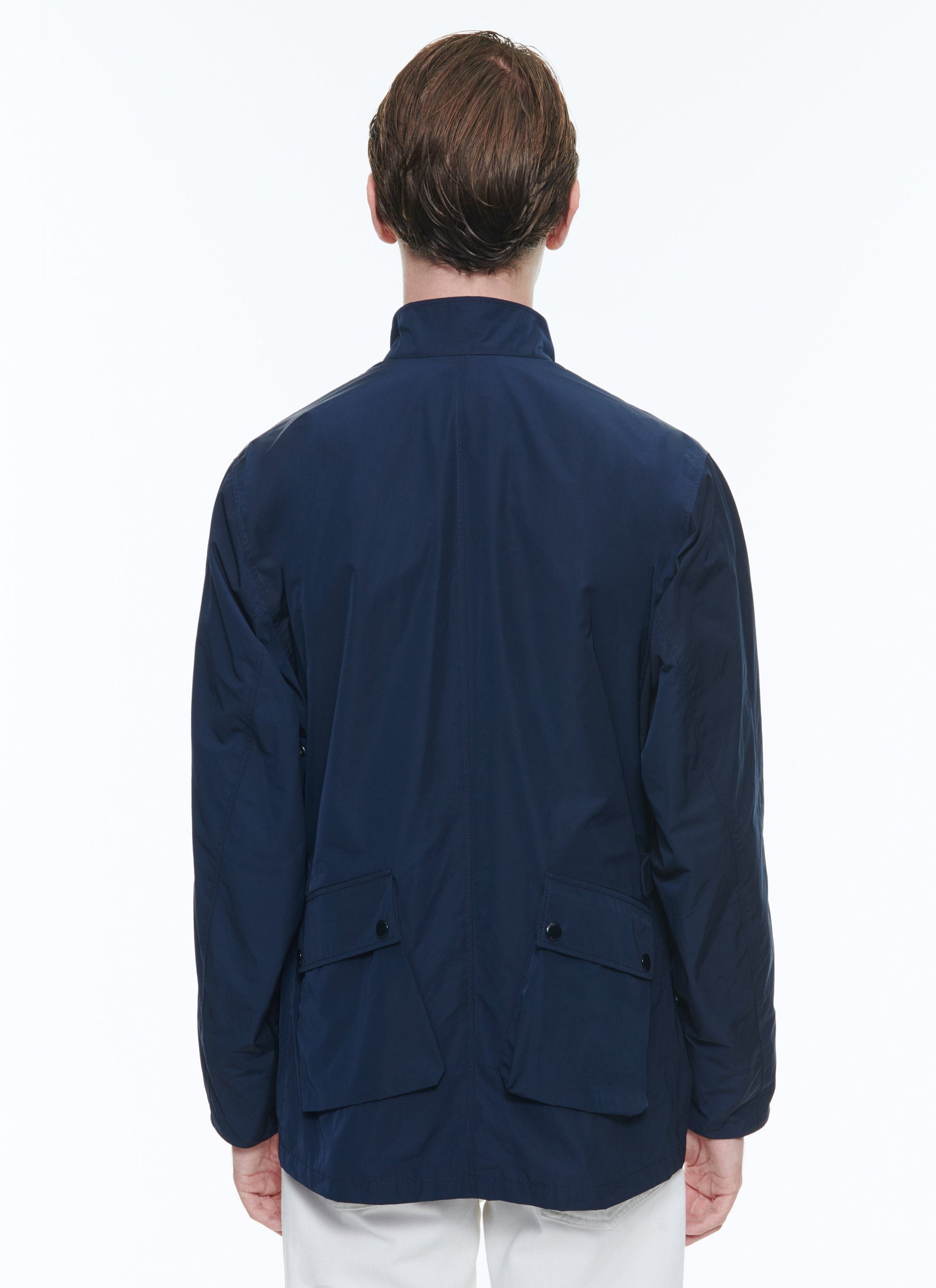 Multi-pocket parka with stand-up collar - Navy