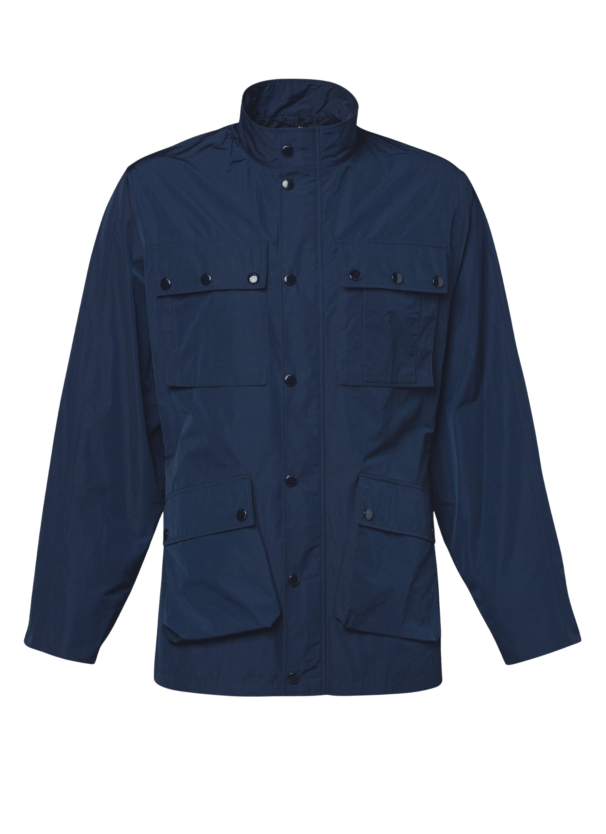 Multi-pocket parka with stand-up collar - Navy