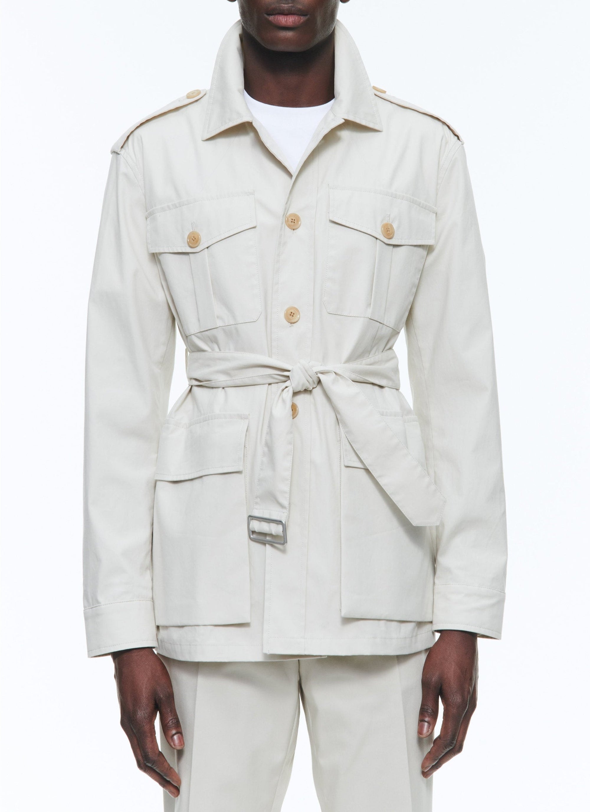 Buttoned safari jacket - Grège