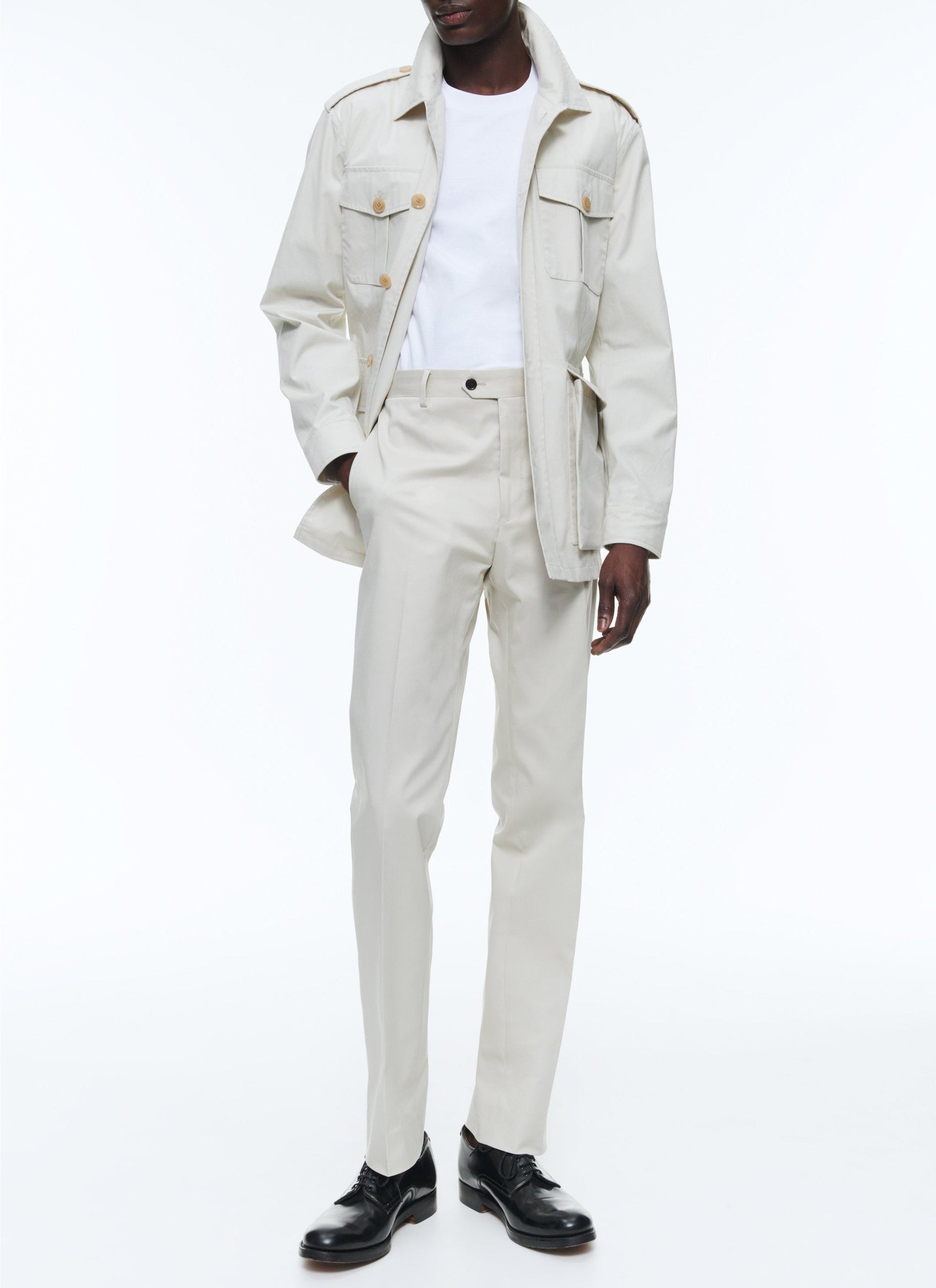 Buttoned safari jacket - Grège