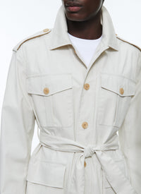 Buttoned safari jacket - Grège