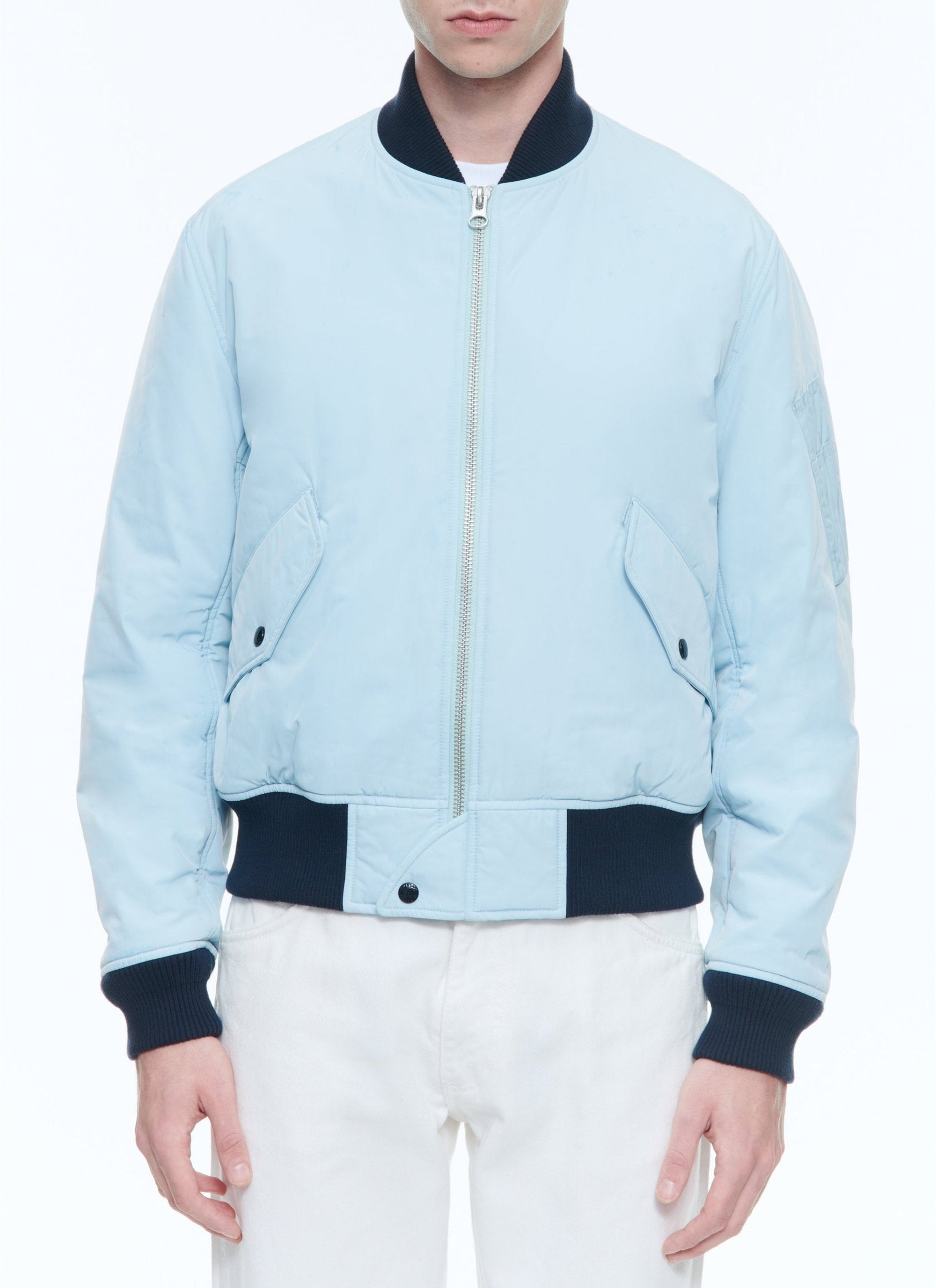 Bomber zippé à poches - Bleu Clair